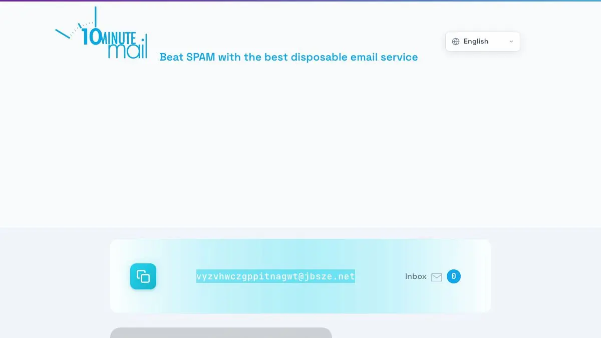 Screenshot of 10 Minute Mail
