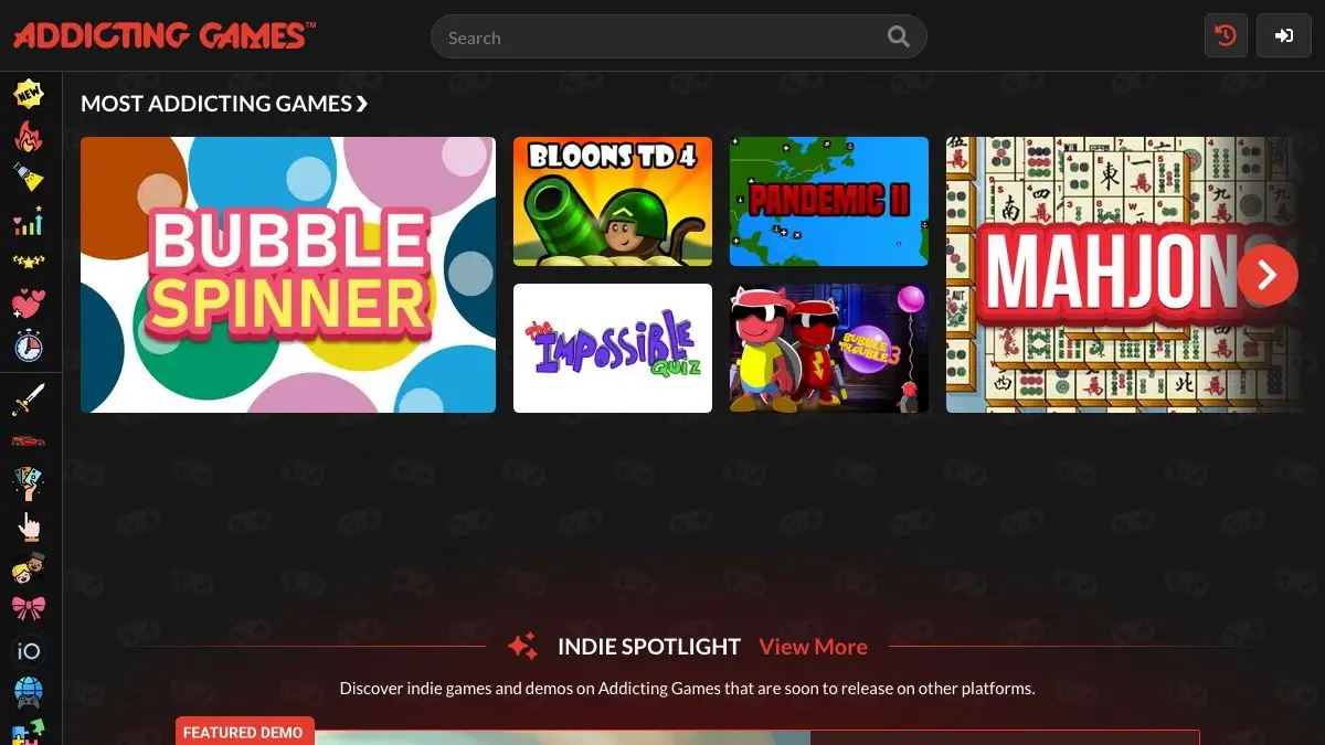 Screenshot of Addicting Games