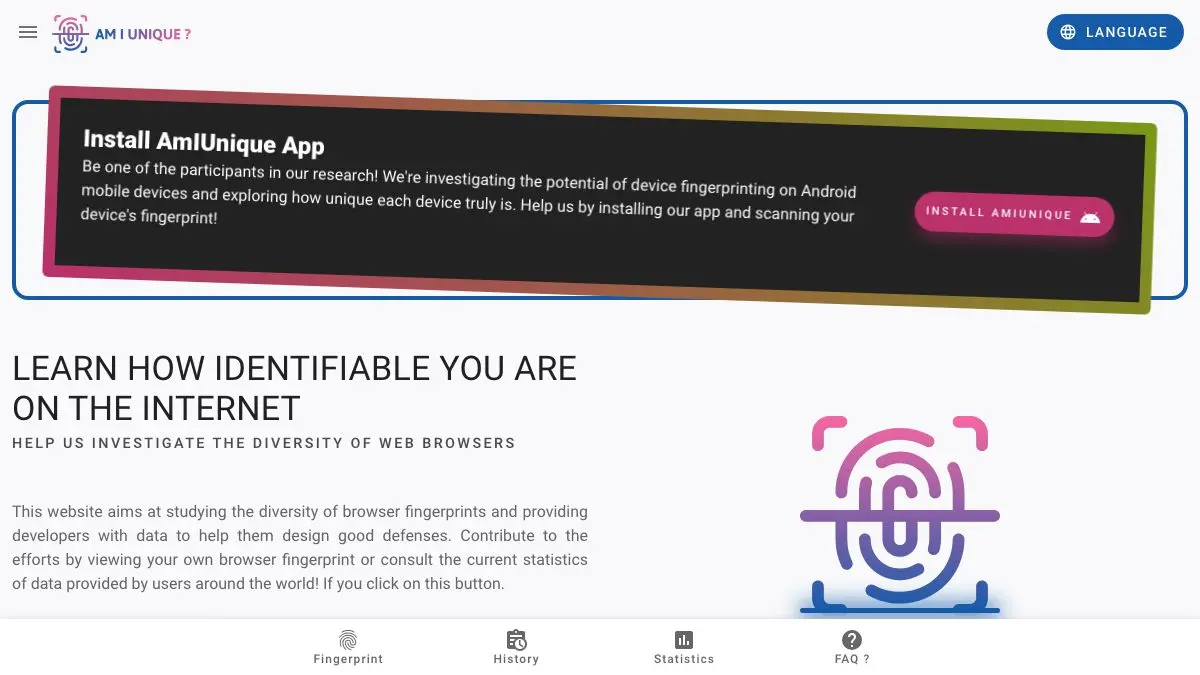Screenshot of AmIUnique