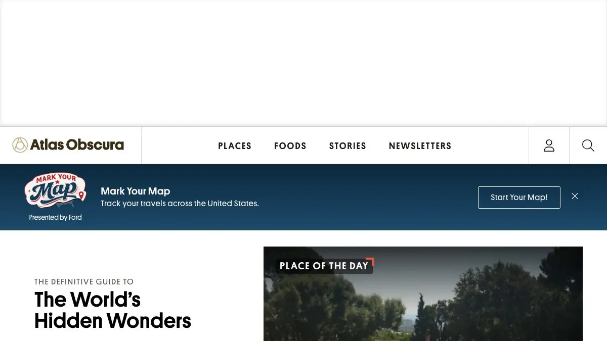 Screenshot of Atlas Obscura