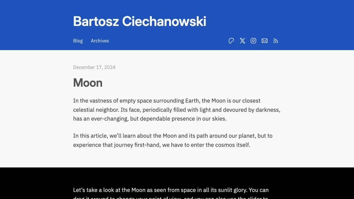 Screenshot of Bartosz Ciechanowski