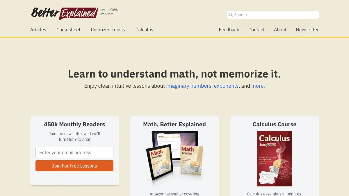 Screenshot of BetterExplained