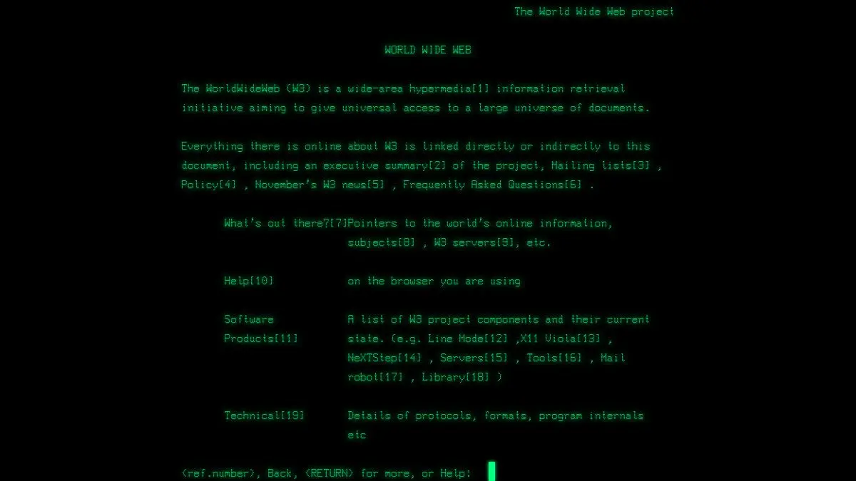 Screenshot of CERN Line Mode Browser