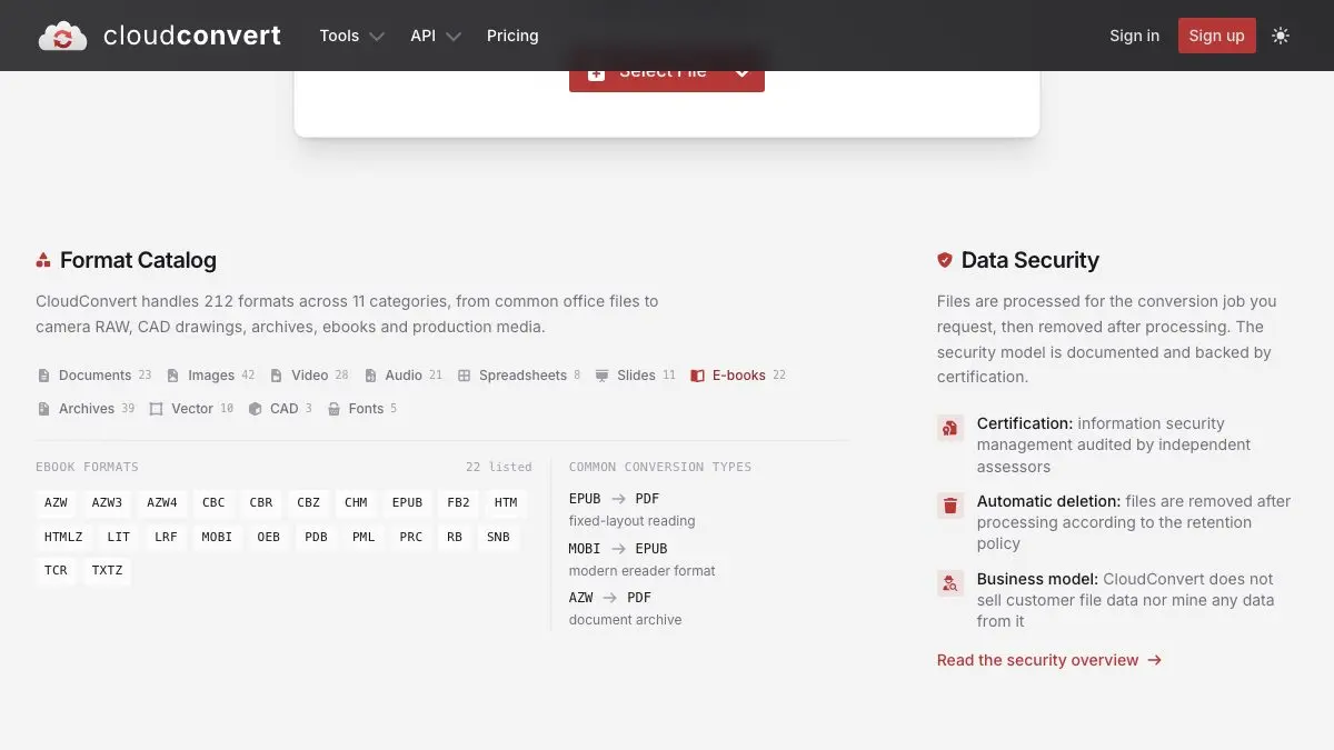 Screenshot of CloudConvert