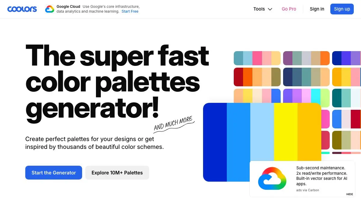 Screenshot of Coolors
