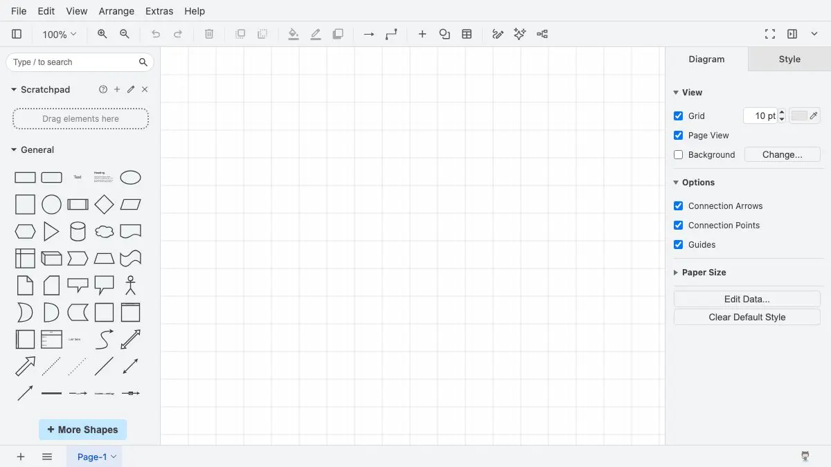 Screenshot of draw.io