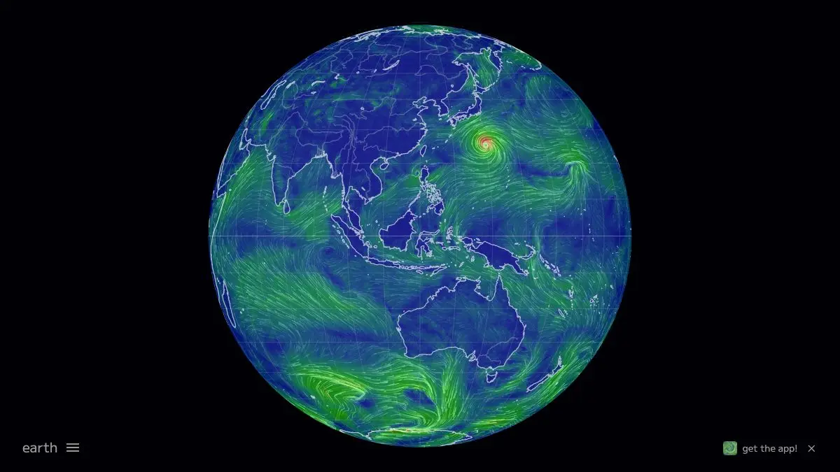 Screenshot of earth :: nullschool