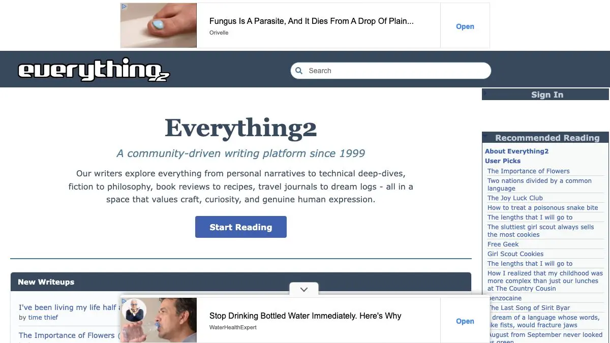 Screenshot of Everything2