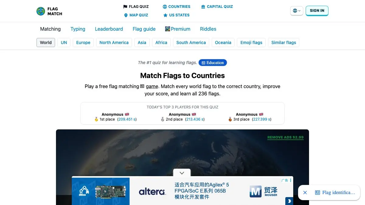Screenshot of Flag Match