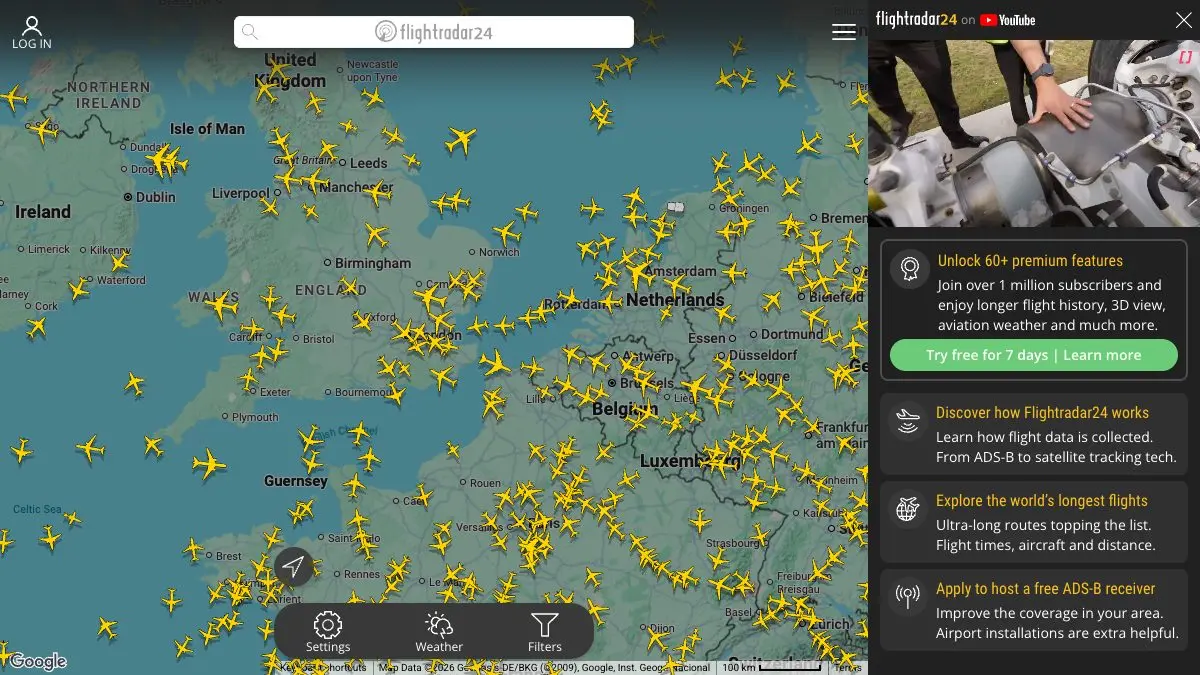 Screenshot of Flightradar24