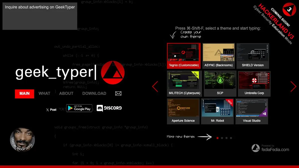 Screenshot of GeekTyper