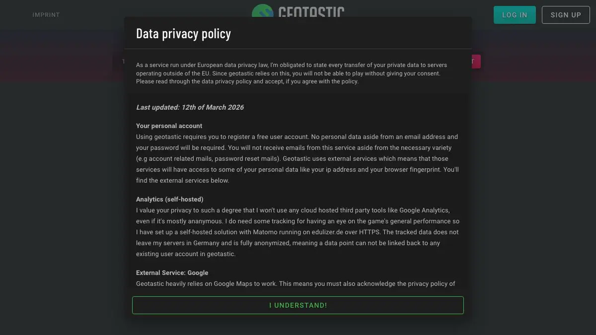Screenshot of Geotastic