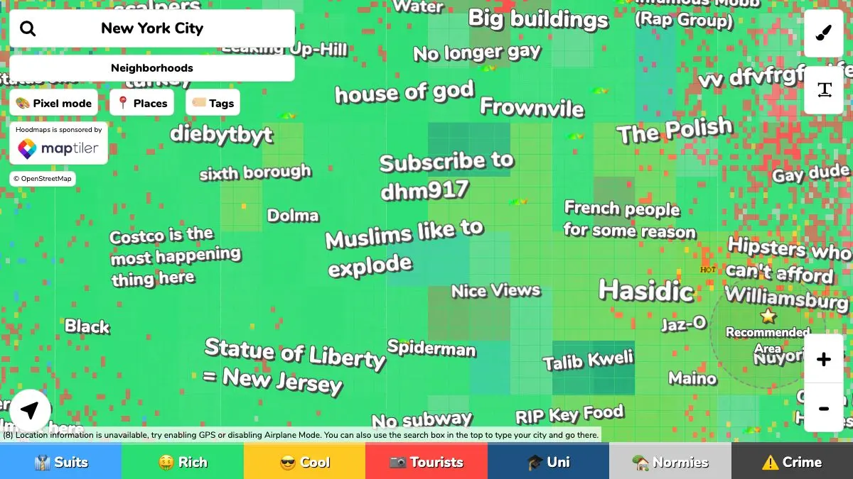 Screenshot of Hoodmaps