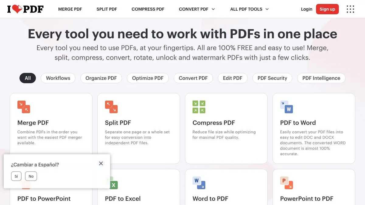Screenshot of iLovePDF