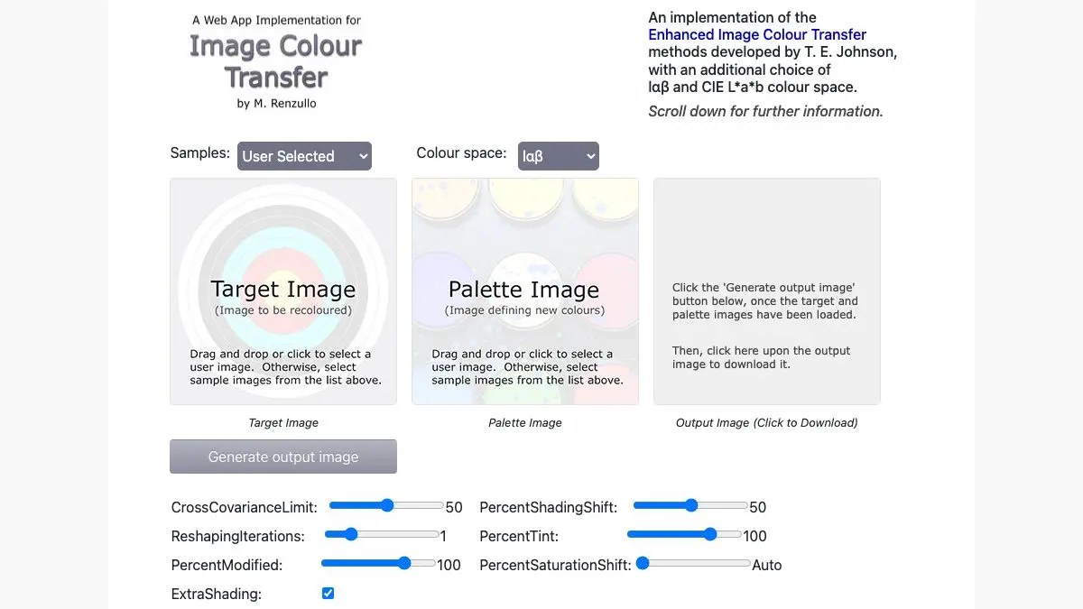 Screenshot of Image Colour Transfer