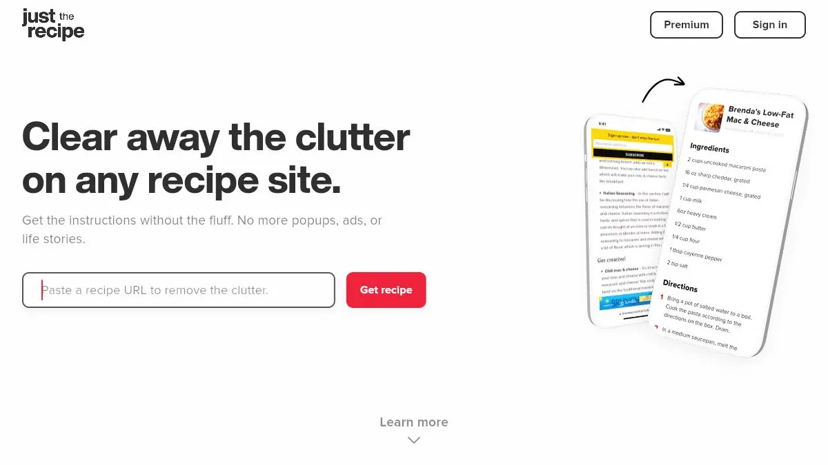 Screenshot of Just the Recipe