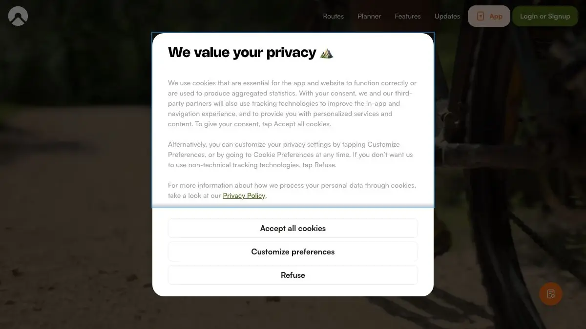 Screenshot of Komoot