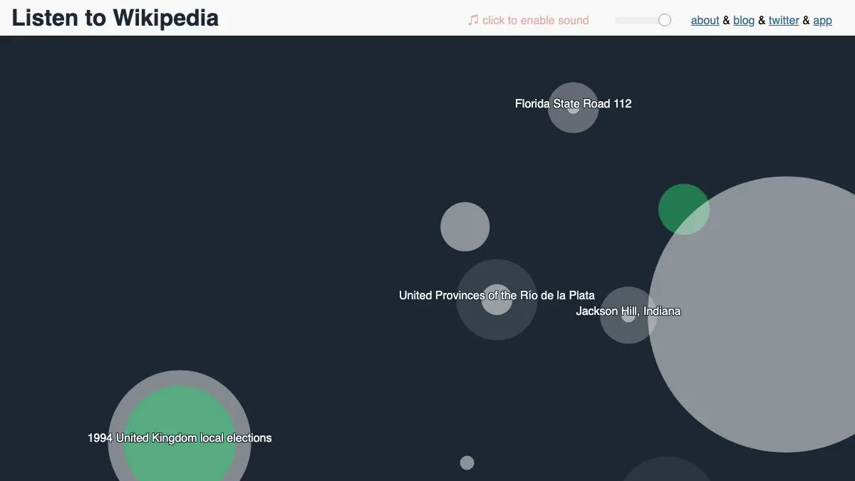 Screenshot of Listen to Wikipedia
