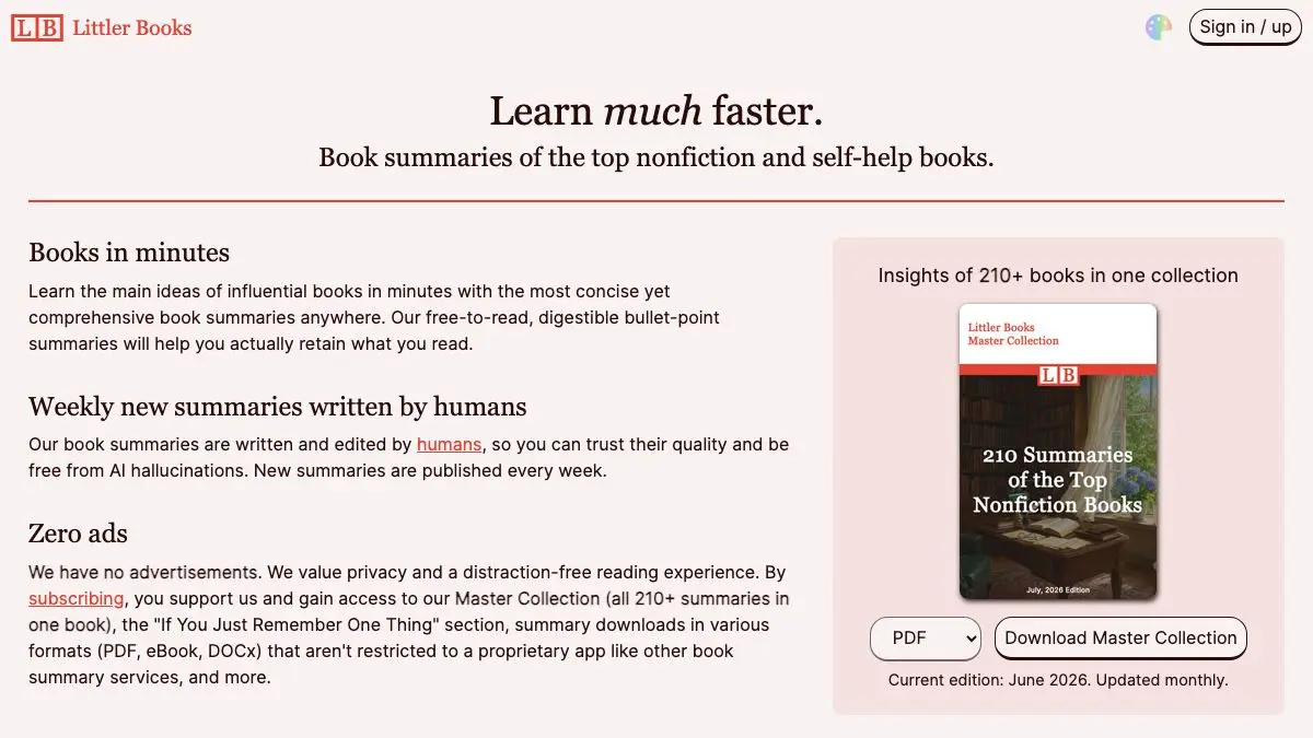 Screenshot of Littler Books