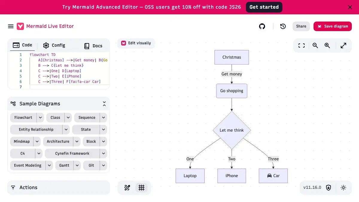 Screenshot of Mermaid Live Editor