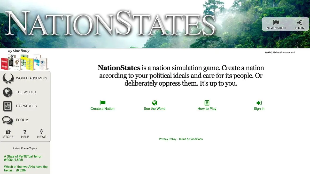 Screenshot of NationStates