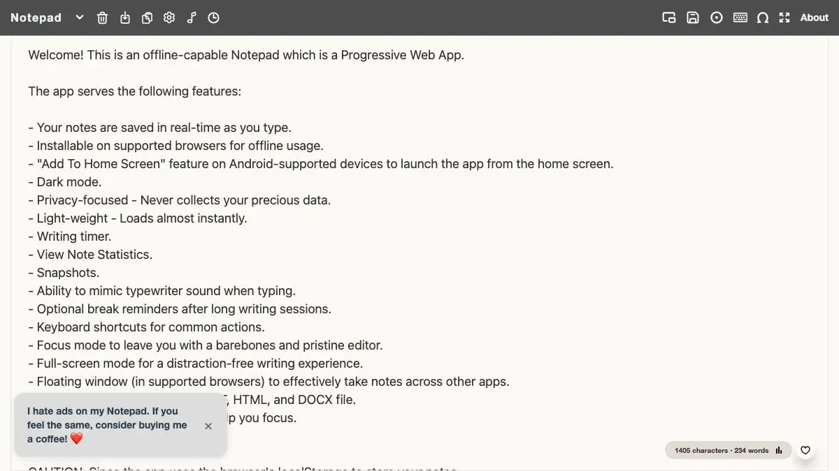 Screenshot of Notepad