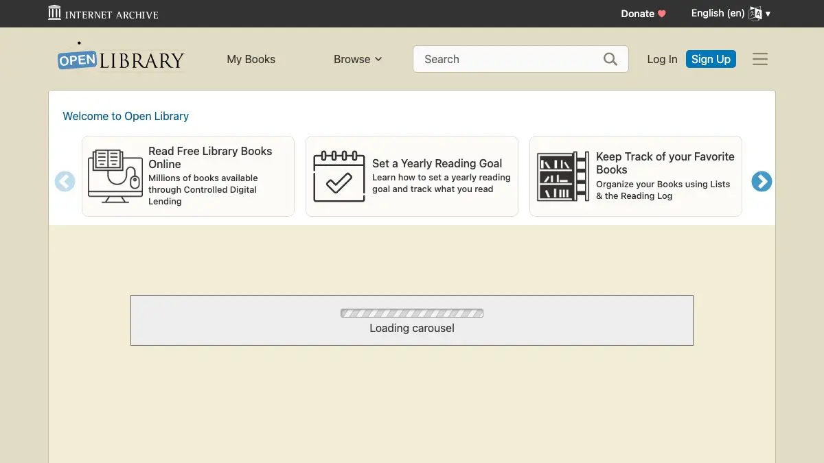 Screenshot of Open Library