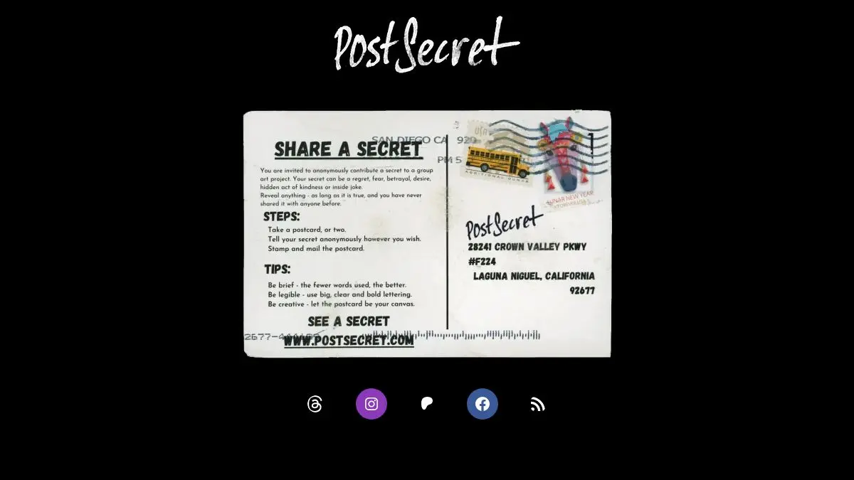 Screenshot of PostSecret