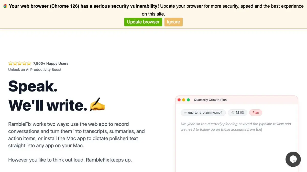 Screenshot of RambleFix