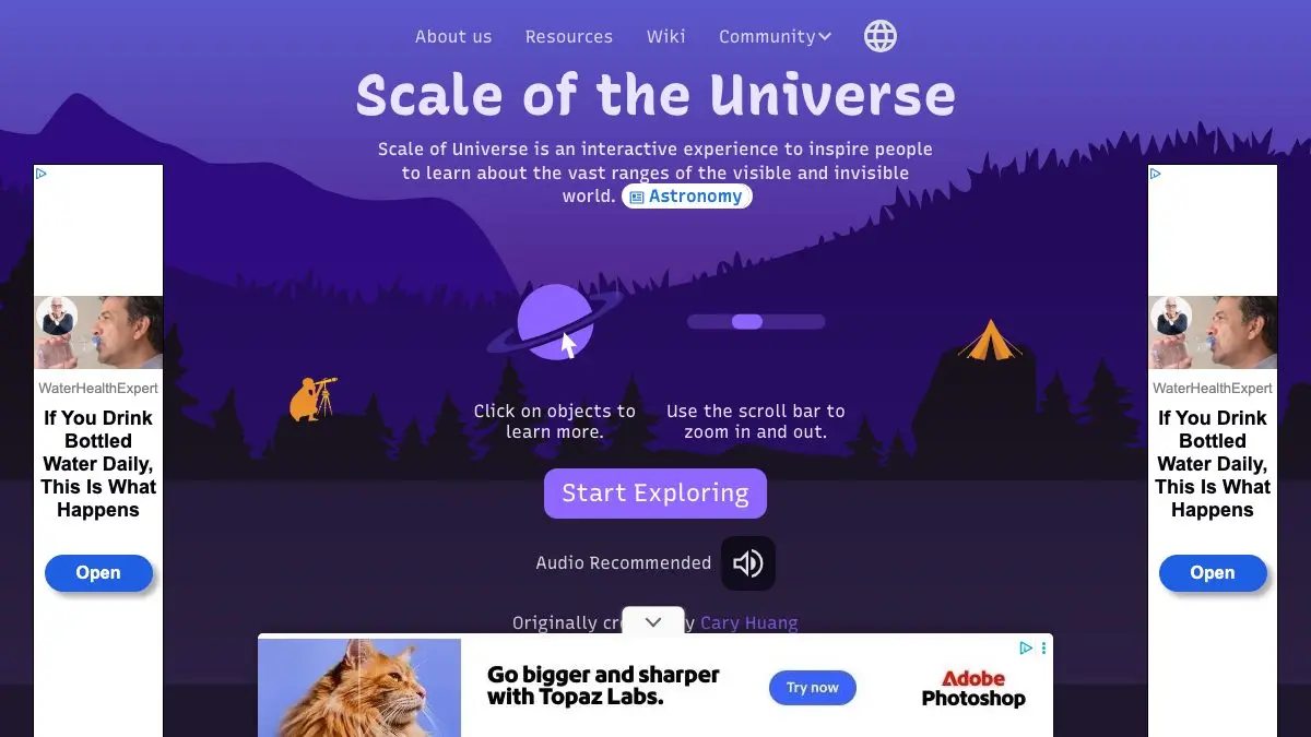 Screenshot of Scale of the Universe