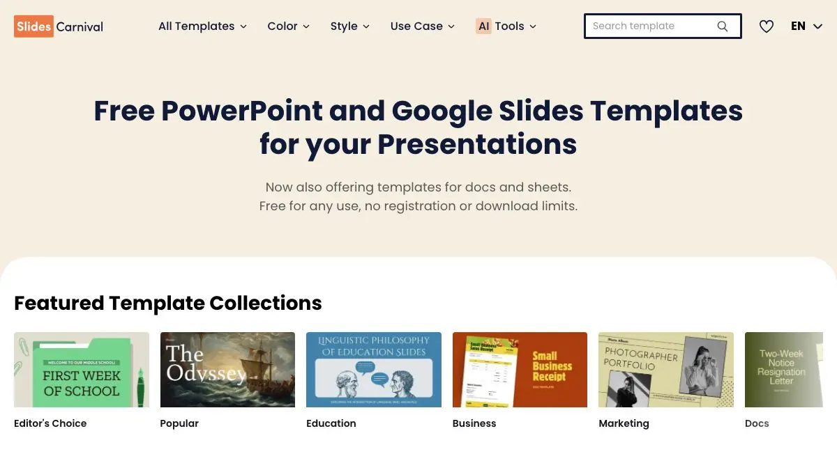Screenshot of SlidesCarnival