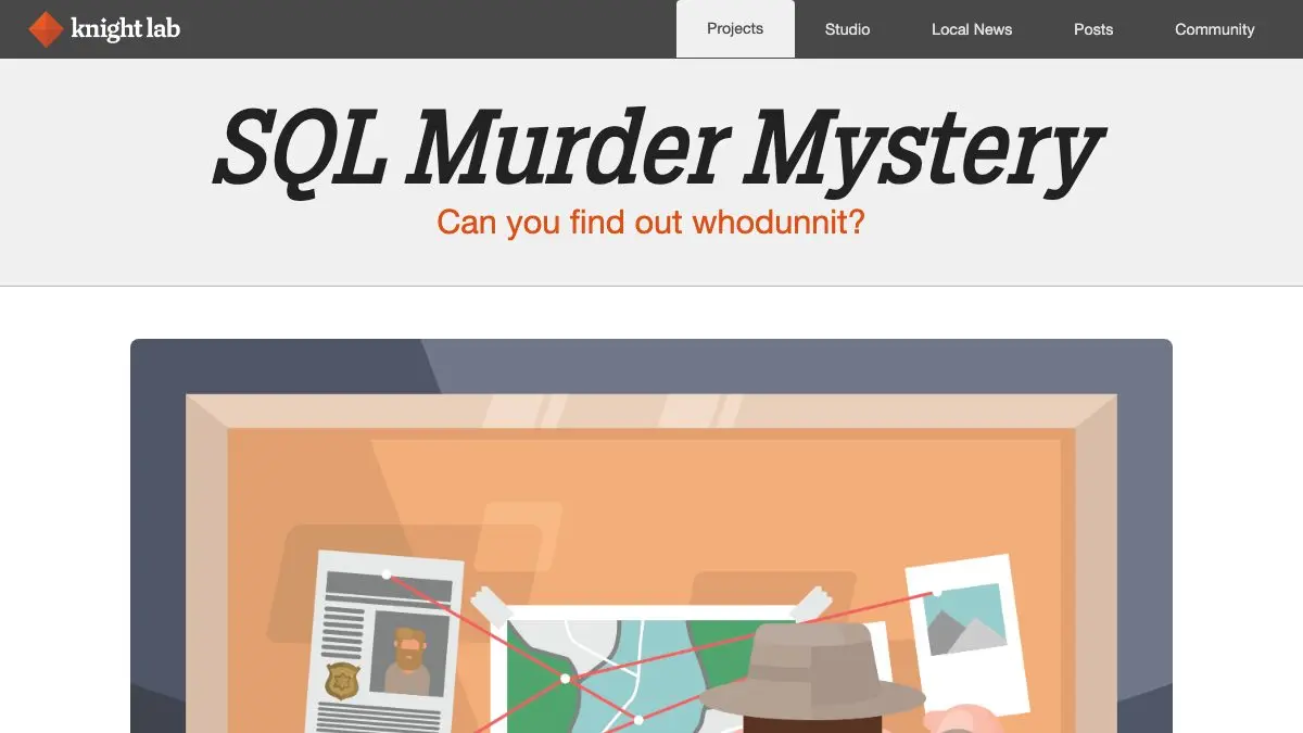 Screenshot of SQL Murder Mystery