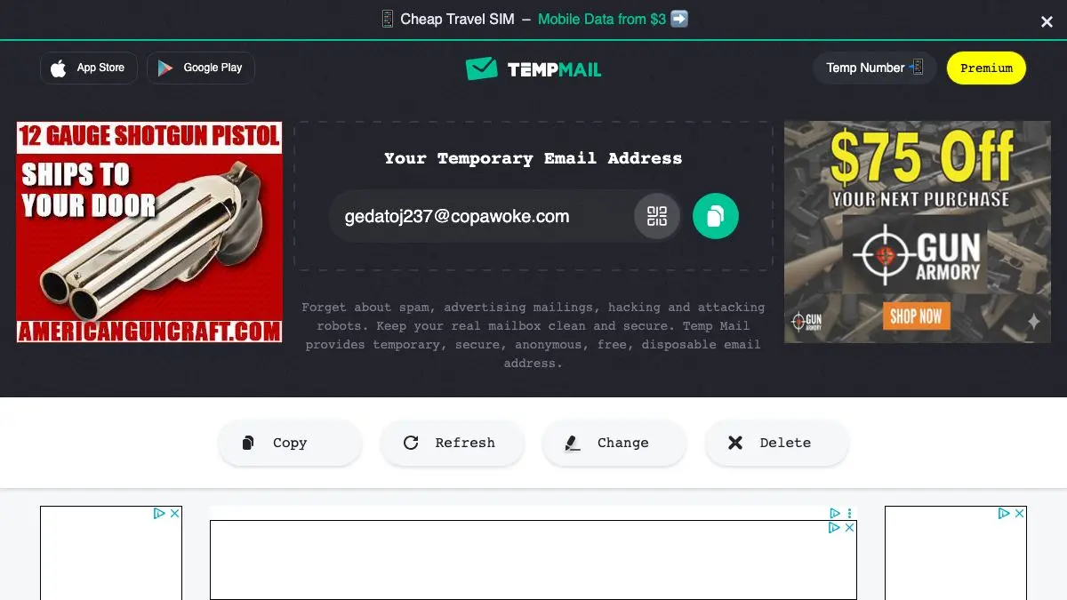 Screenshot of Temp Mail