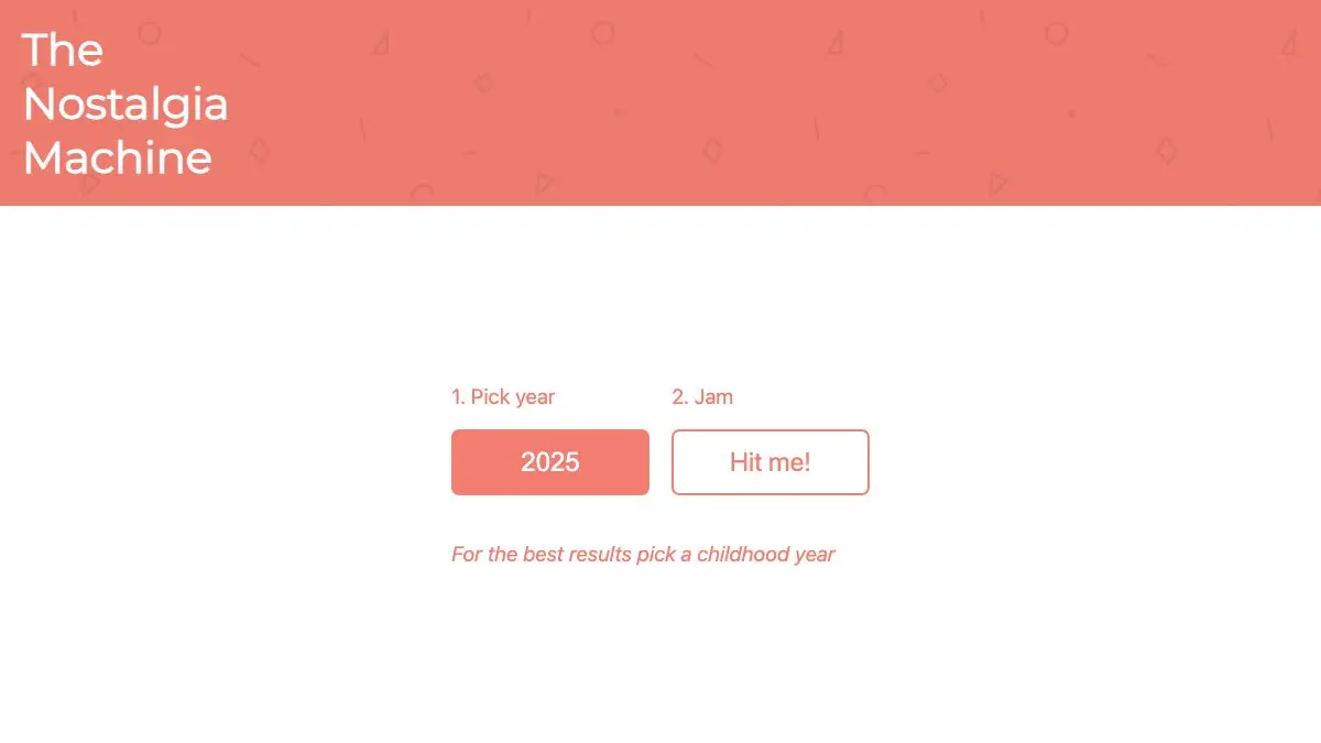 Screenshot of The Nostalgia Machine