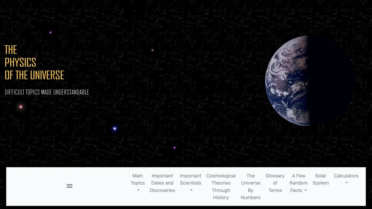 Screenshot of The Physics of the Universe