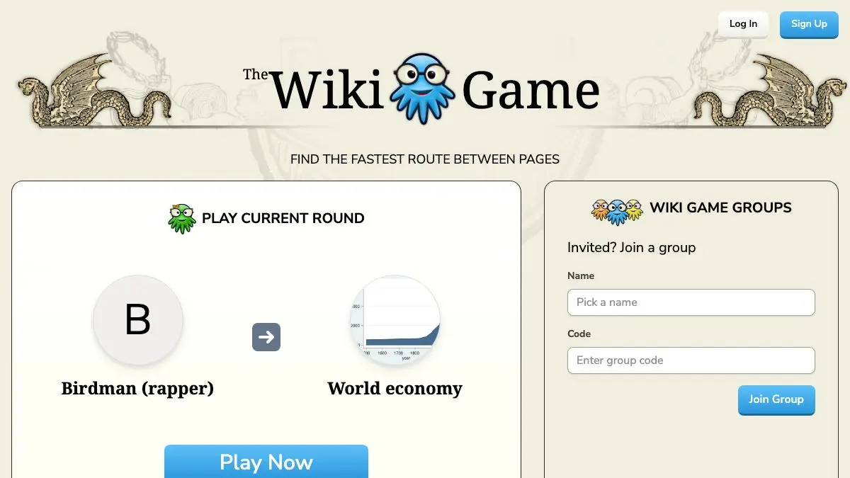 Screenshot of The Wiki Game