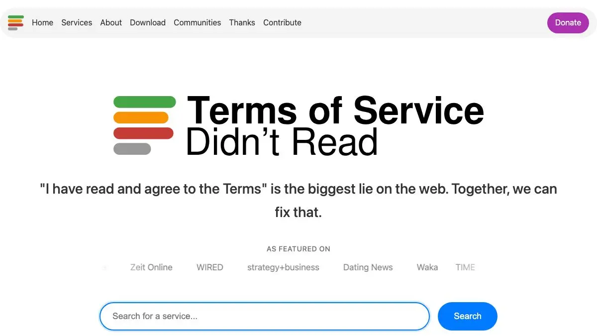 Screenshot of Terms of Service; Didn't Read