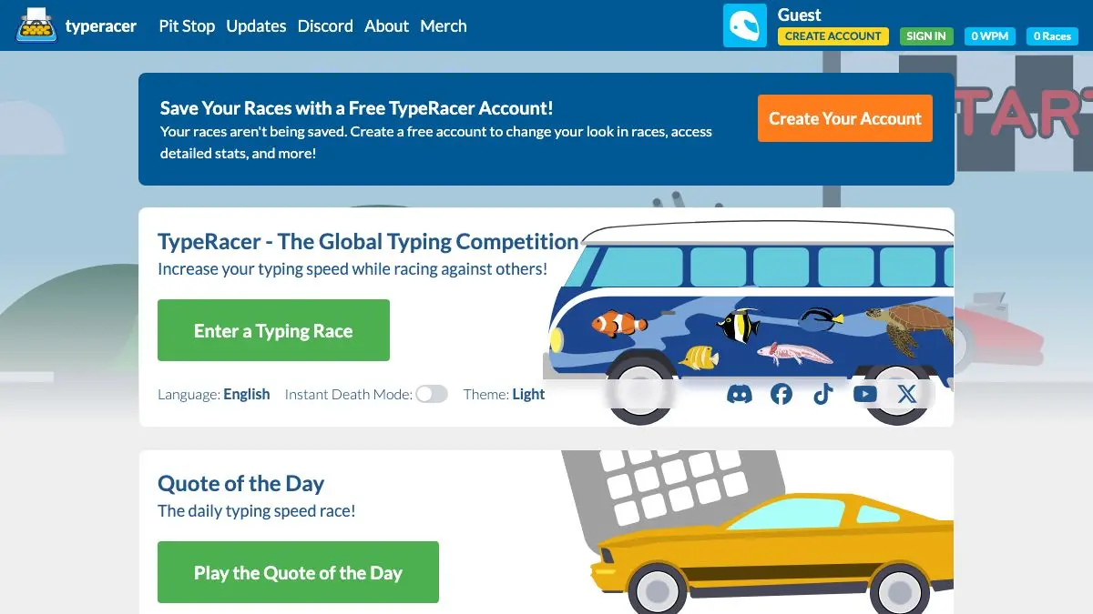 Screenshot of TypeRacer