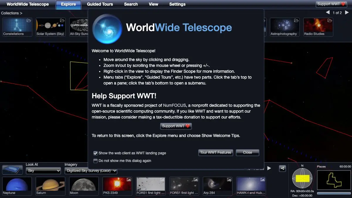 Screenshot of WorldWide Telescope